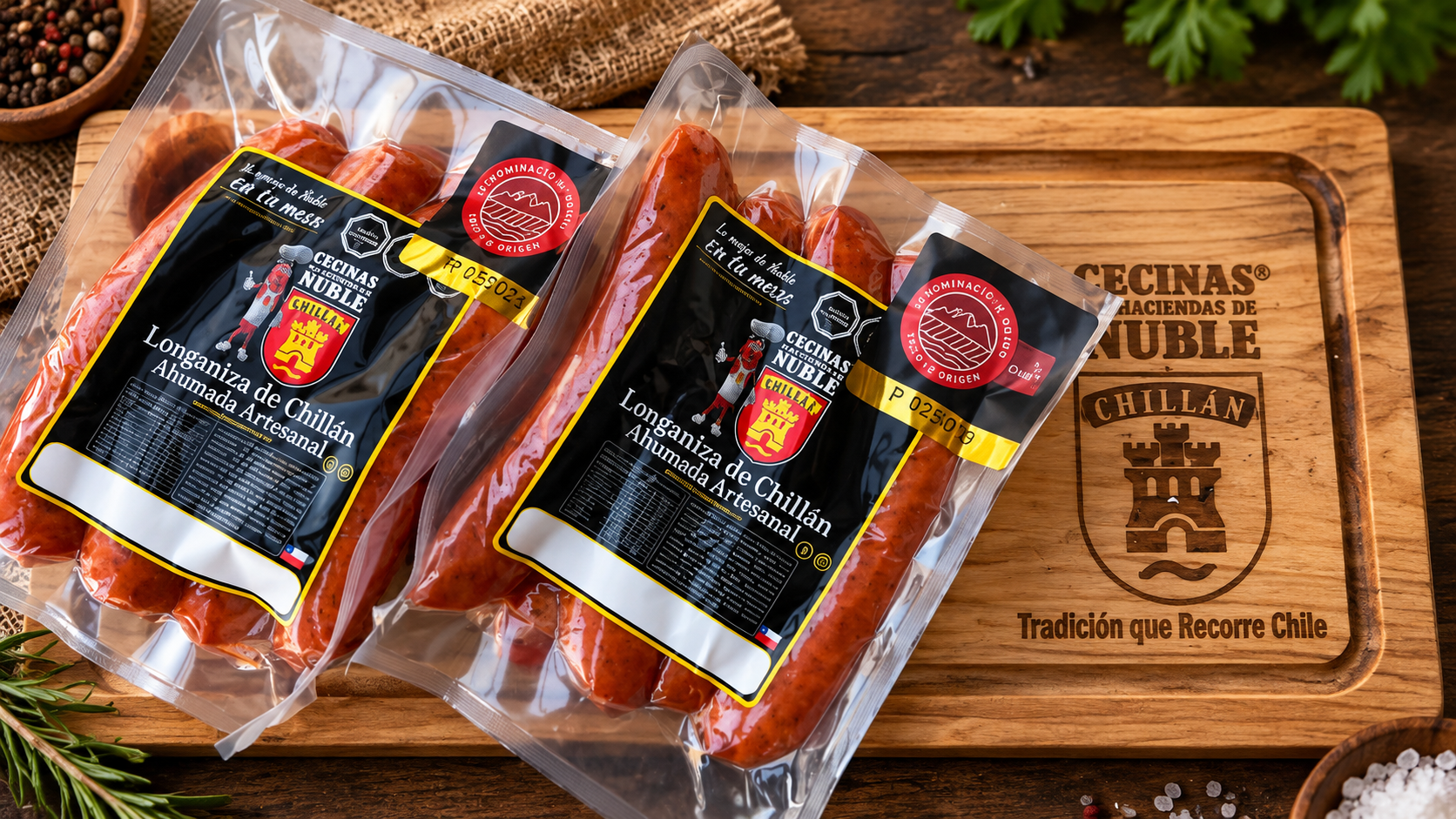Longanizas de Chillán envasadas con Sello de Origen